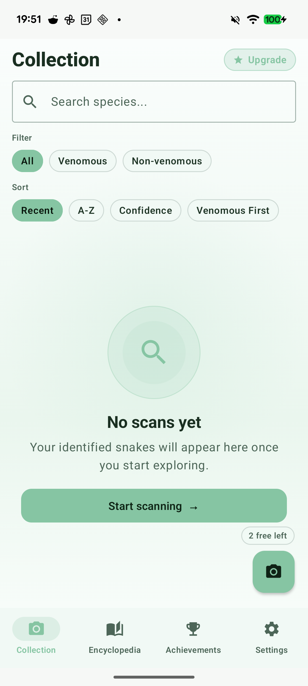 SnakeSnap camera screen for snake identification from photo